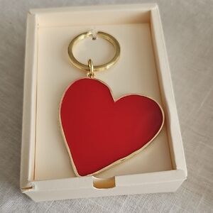 Sezane Heart Red Gold Key Chain NWOT